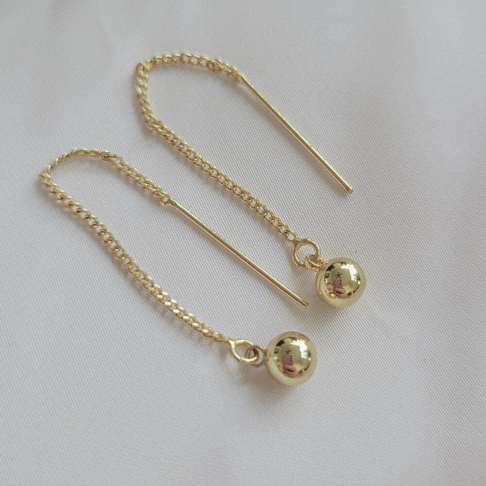 Gold Filled Ball Thread Earrings